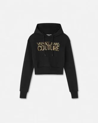 Crop-Hoodie mit Kristall-Logo