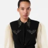 Crop-Shirt aus Georgette mit Nieten