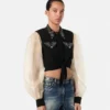 Crop-Shirt aus Georgette mit Nieten