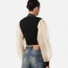Crop-Shirt aus Georgette mit Nieten