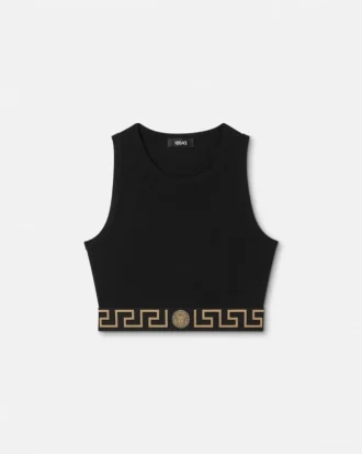 Crop-Top aus Jacquard-Baumwolljersey