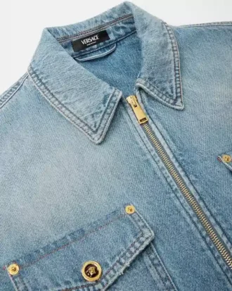 Denim-Overshirt mit Reißverschluss