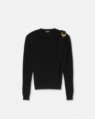 Drapierter Pullover aus Wollstrick