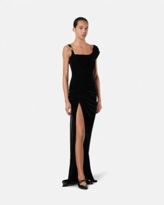 Drapiertes Samtkleid