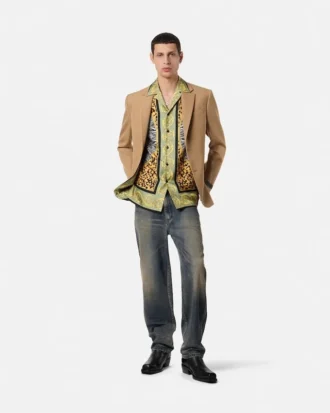 Einreihiger Blazer aus melierter Wolle