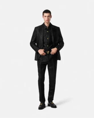Einreihiger Blazer mit Leoparden-Jacquardmuster