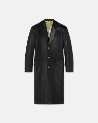 Einreihiger Mantel aus Plongé-Leder
