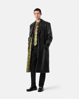 Einreihiger Mantel aus Plongé-Leder