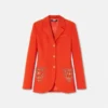 Eng anliegender, einreihiger Blazer aus Wolle mit Nieten