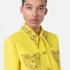 Eng anliegender, einreihiger Blazer aus Wolle mit Nieten