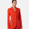 Eng anliegender, einreihiger Blazer aus Wolle mit Nieten