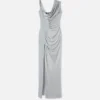 Envers-Satin-Crêpe-Drapiertes Abendkleid