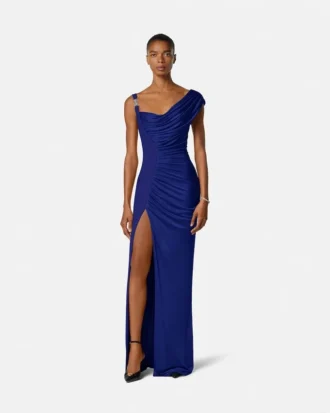 Envers-Satin-Crêpe-Drapiertes Abendkleid