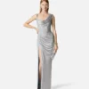 Envers-Satin-Crêpe-Drapiertes Abendkleid