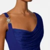 Envers-Satin-Crêpe-Drapiertes Abendkleid