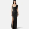 Envers-Satin-Crêpe-Drapiertes Abendkleid