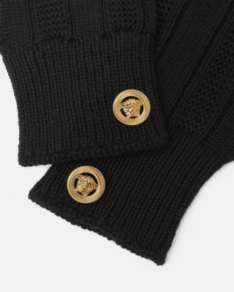 Gerippte Wollstrickhandschuhe
