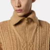 Gestickter Wollstrickpullover mit Reißverschluss