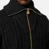 Gestickter Wollstrickpullover mit Reißverschluss