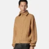 Gestickter Wollstrickpullover mit Reißverschluss