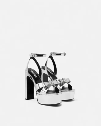 Gianni Ribbon Metallic-Sandalen 140 mm