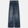 Glitzernde Logomania-Jeans mit weitem Bein