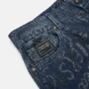 Glitzernde Logomania-Jeans mit weitem Bein