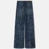 Glitzernde Logomania-Jeans mit weitem Bein