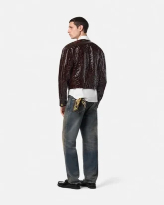 Jacke aus Lackleder mit Krokodiloptik
