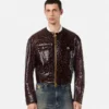 Jacke aus Lackleder mit Krokodiloptik