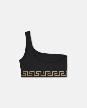 Jacquard-Bikini-Oberteil mit einem Träger