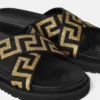 Jacquard-Nappa-Sandalen
