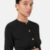 Jacquard-Stretch-Viskose-Strick-Cardigan in verkürzter Länge