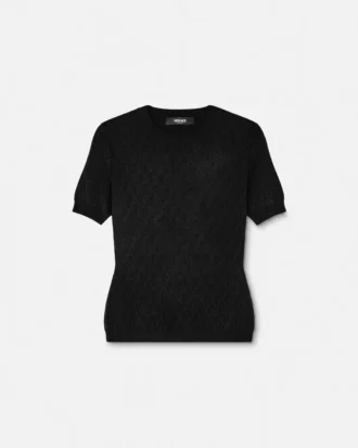 Jacquard-Stretch-Viskose-T-Shirt mit tailliertem Schnitt