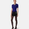 Jacquard-Stretch-Viskose-T-Shirt mit tailliertem Schnitt