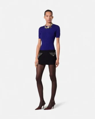 Jacquard-Stretch-Viskose-T-Shirt mit tailliertem Schnitt