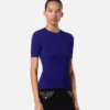 Jacquard-Stretch-Viskose-T-Shirt mit tailliertem Schnitt