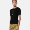 Jacquard-Stretch-Viskose-T-Shirt mit tailliertem Schnitt