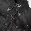 Jeansjacke mit floralem V-Emblem