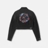 Jeansjacke mit floralem V-Emblem