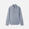 Kariertes Overshirt aus Wollflanell mit Reißverschluss