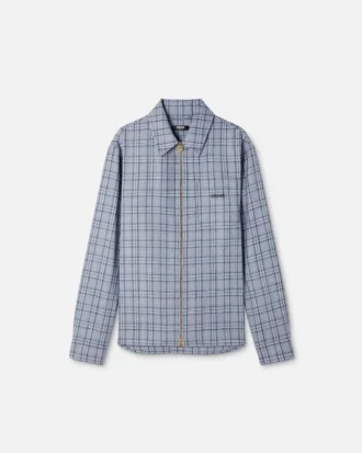 Kariertes Overshirt aus Wollflanell mit Reißverschluss