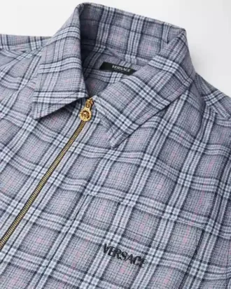 Kariertes Overshirt aus Wollflanell mit Reißverschluss