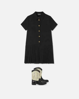 Kinder-Jacquard-Satin-Plissee-Hemdkleid