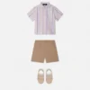 Kinder-Shorts aus bestickter Baumwolle mit Seersucker-Effekt