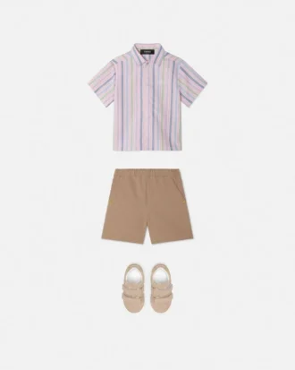 Kinder-Shorts aus bestickter Baumwolle mit Seersucker-Effekt