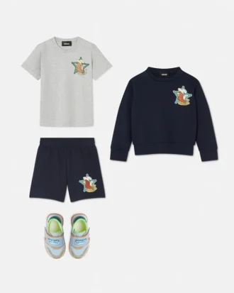 Kinder-Sweatshirt aus besticktem Baumwolljersey