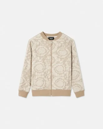 Kinder-Sweatshirt aus Jacquard-Baumwolljersey mit Reißverschluss