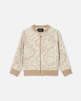 Kinder-Sweatshirt aus Jacquard-Baumwolljersey mit Reißverschluss