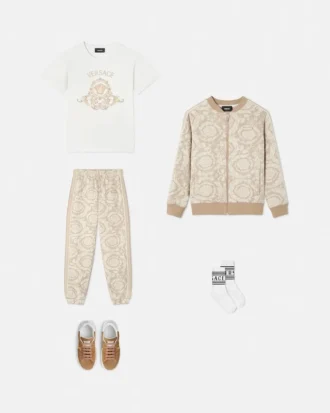 Kinder-Sweatshirt aus Jacquard-Baumwolljersey mit Reißverschluss